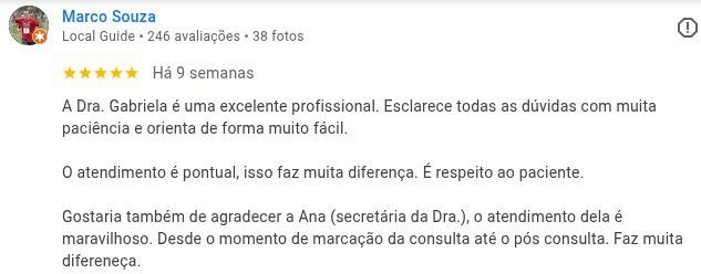 Depoimento de Marco Souza sobre o atendimento da Dra. Gabriela Dadalt